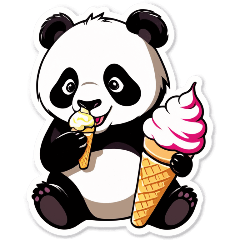 Panda eating ice cream emoji