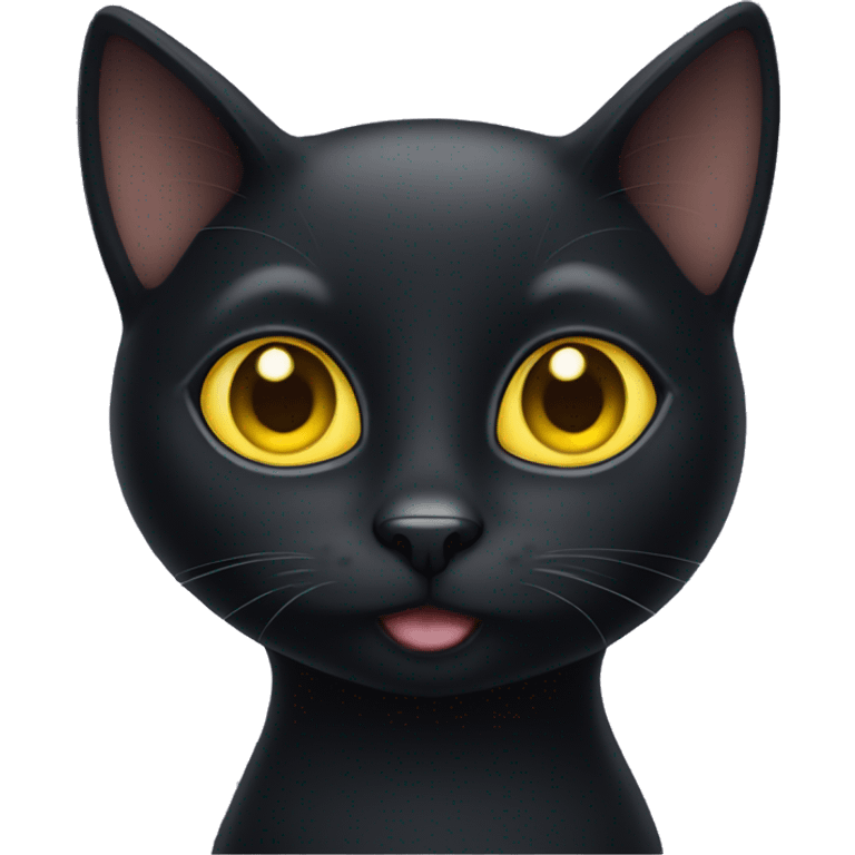 black cat with cute big yellow eyes emoji