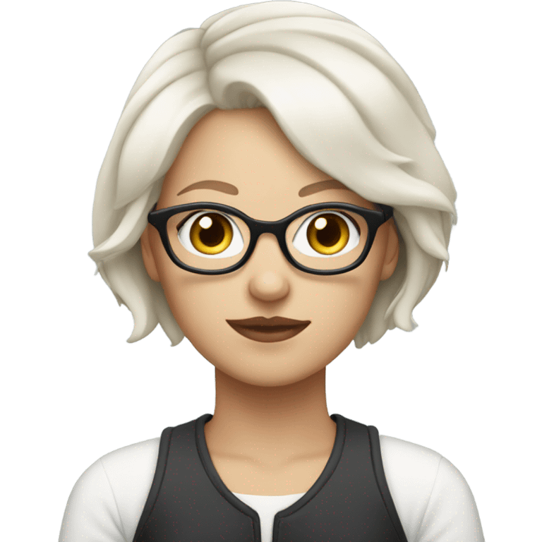 White Girl with white short hair with glasses emoji