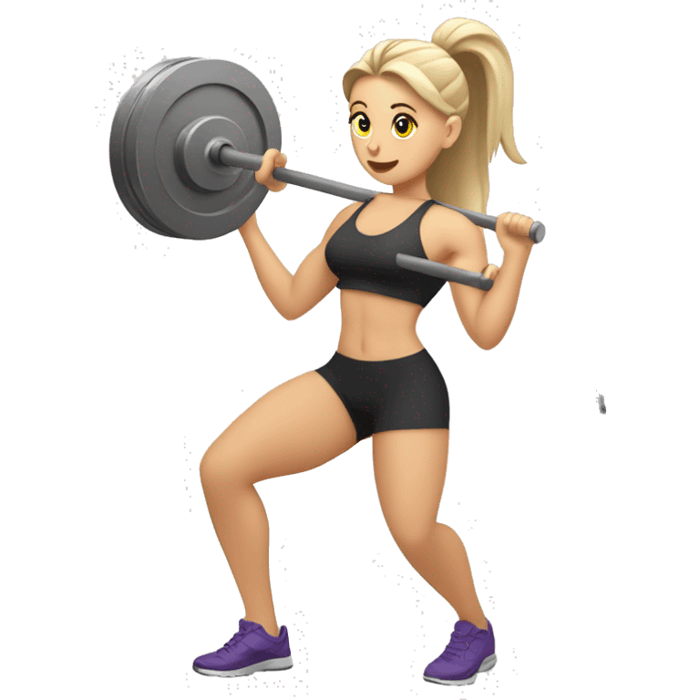 fitness white girl and barbell with discs emoji