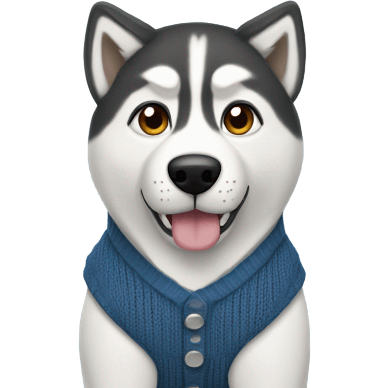 Husky in a sweater vest one brown eye one blue eye emoji