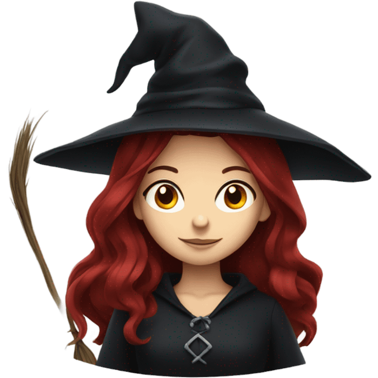 witch girl with dark red hair emoji