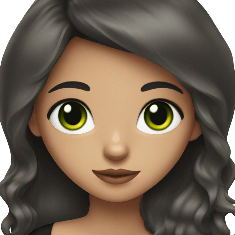 Brunette Girl with green eyes and a black cat  emoji