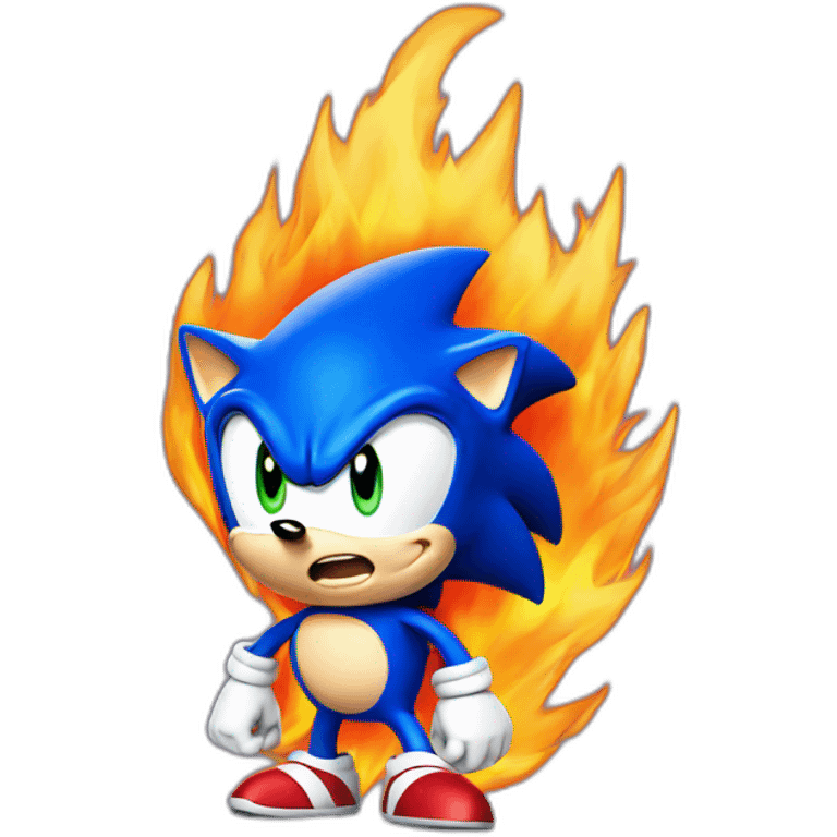 Sonic the hedgehog on fire emoji