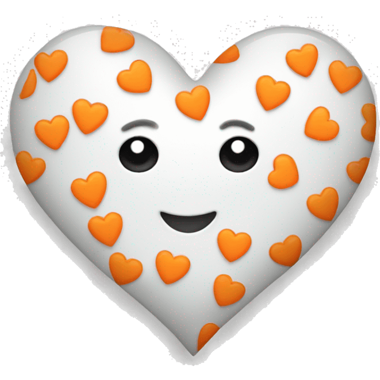 Half white and orange heart emoji