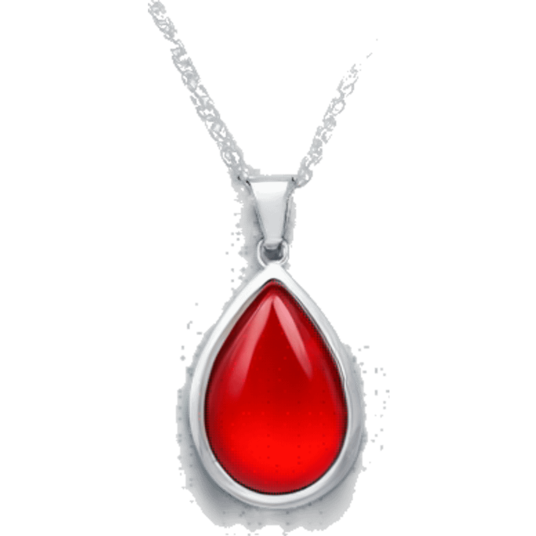 red teardrop necklace shiny with platinum chain laid flat emoji