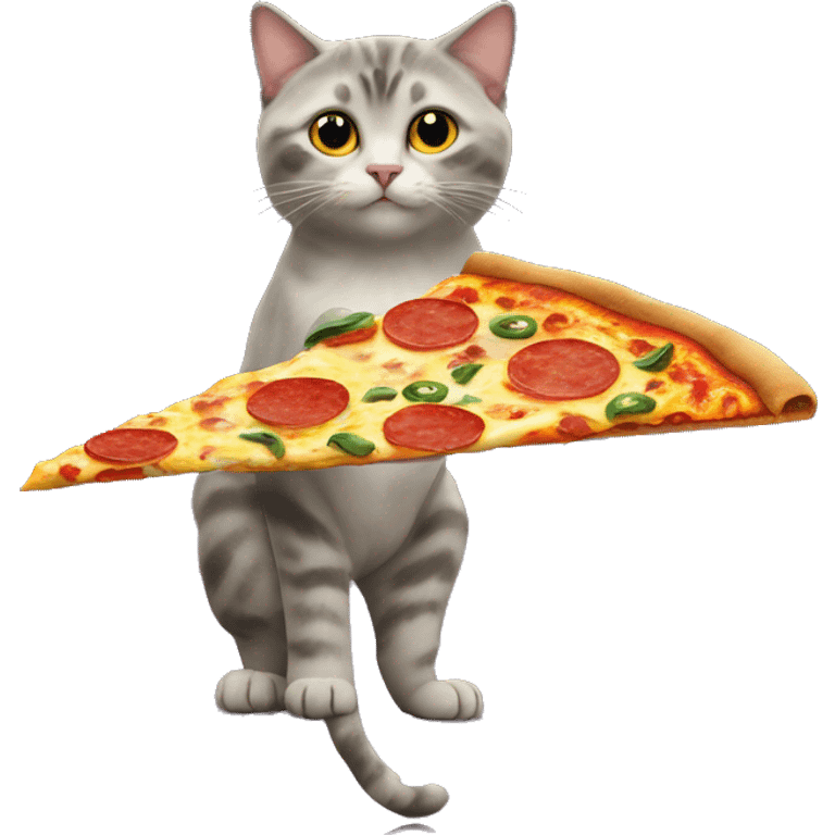 Cat on the moon with pizza emoji