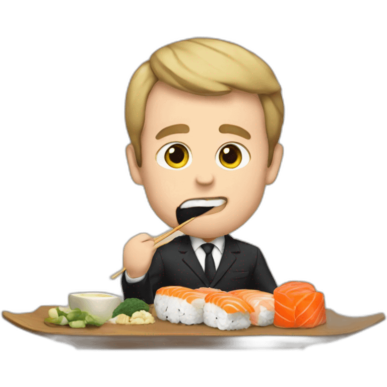 Macron eating sushi emoji