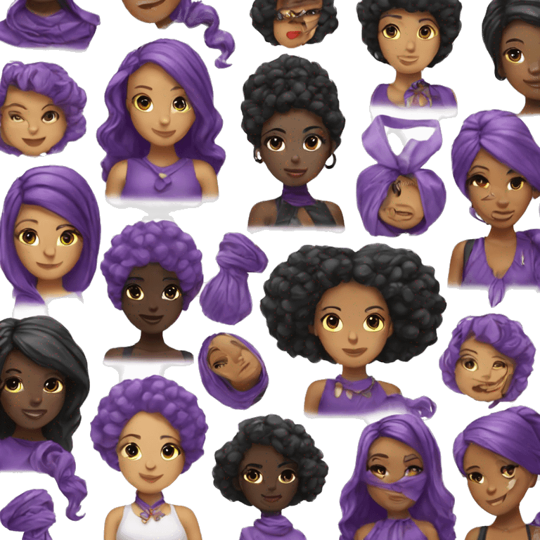 Purple accessories and black girls emoji