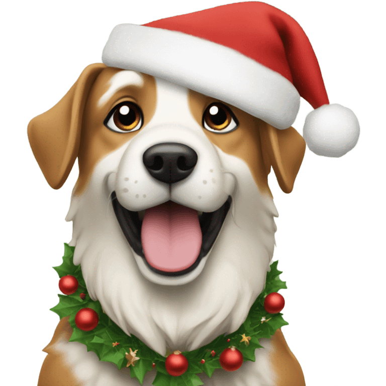 Create a Merry Christmas message with dogs celebrating the holiday in good cheer emoji