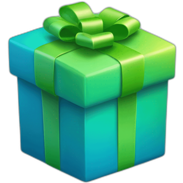 3d smooth gift box with rounded corners gradient blue to green emoji