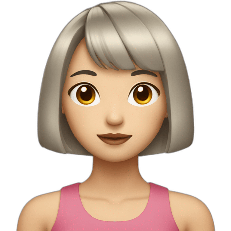 A Chinese girl with short hair with bangs on her shoulders emoji