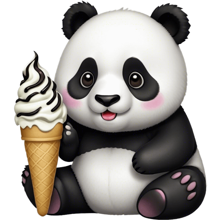 Panda eating ice cream emoji