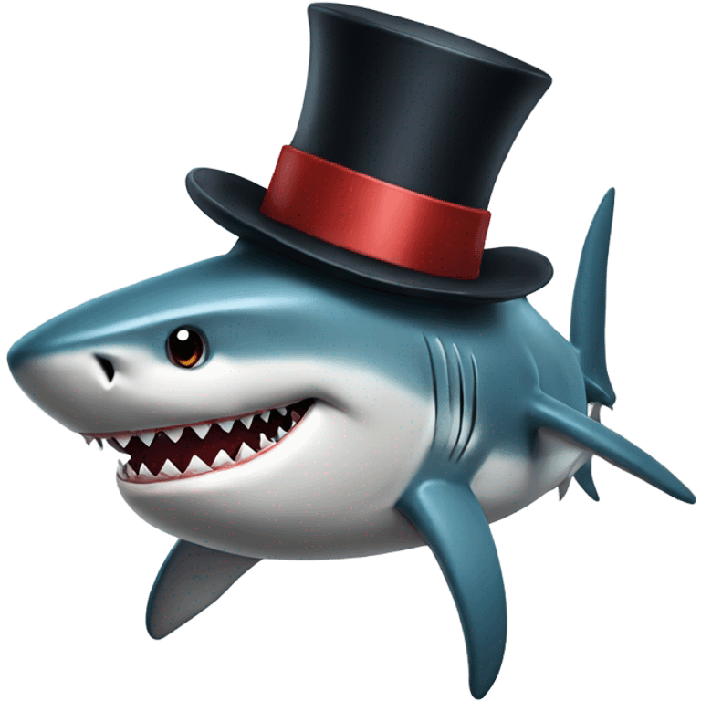 Shark with a top hat emoji