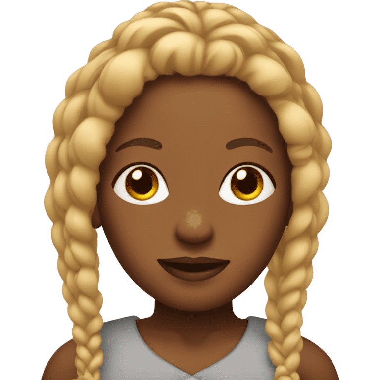 A black mom with blonde braids emoji