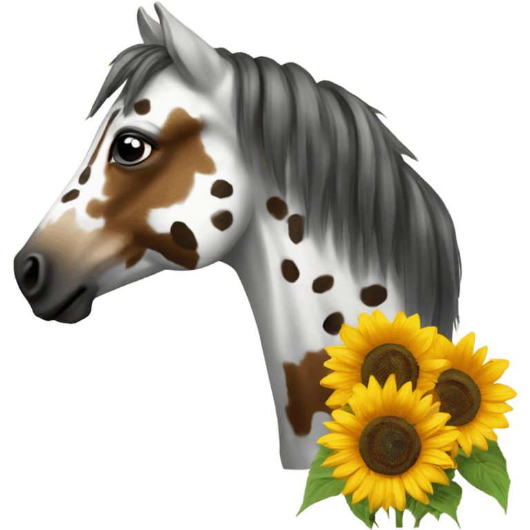 appaloosa horse with a sunflower  emoji