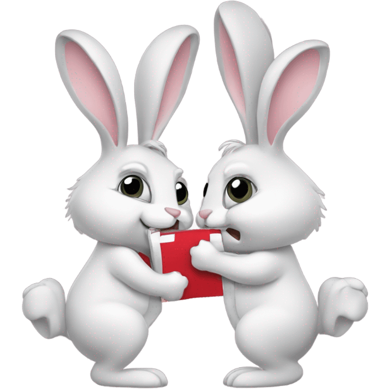 Two bunnies solving crossword puzzle  emoji