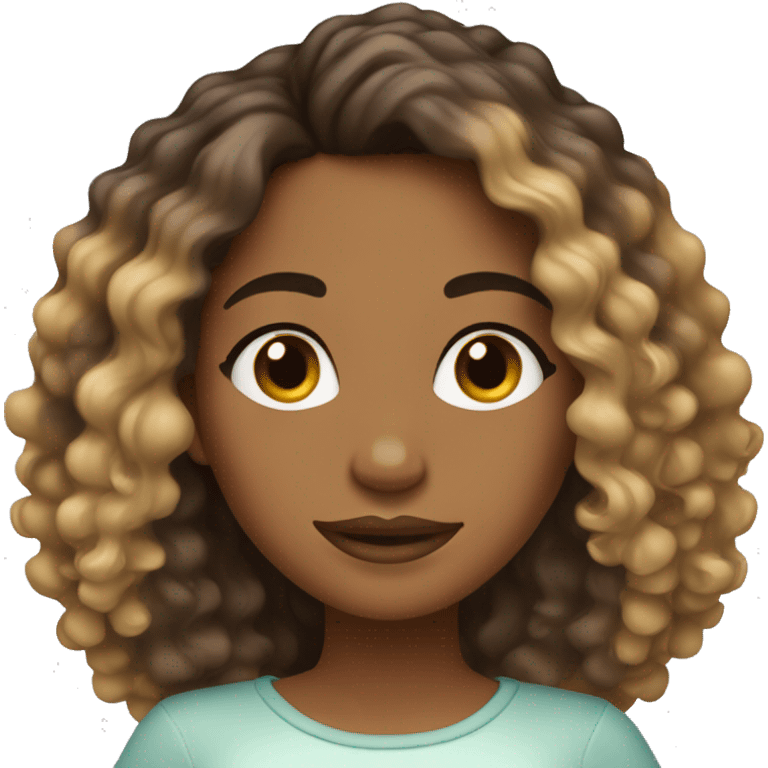 Tan girl with ombre curly hair emoji