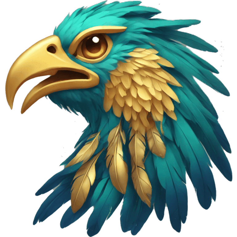 Phoenix head with golden feathers and a short beak emoji