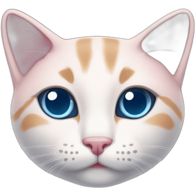 Light pink cat with blue eyes and dark pink nose emoji