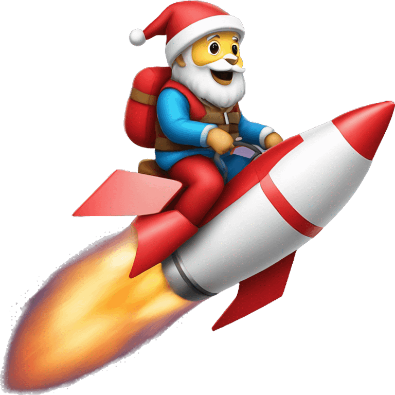 santa claus ridding a rocket emoji