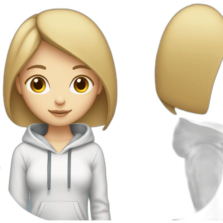 girl-with-computer,short-hair,blue-eyes,white-skin, hoodie emoji