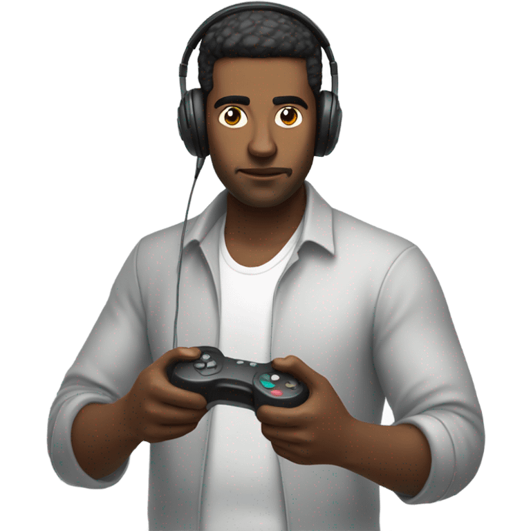 Guy wearing headphones playing games emoji