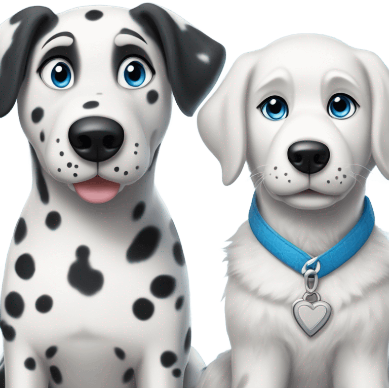 dalmatian and white and grey siberian husky in love emoji