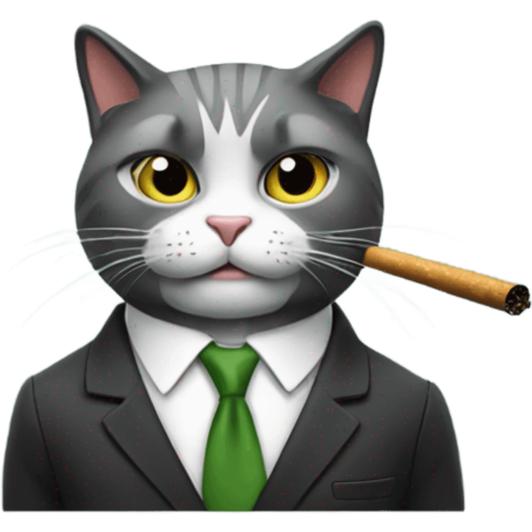 business cat smoking emoji