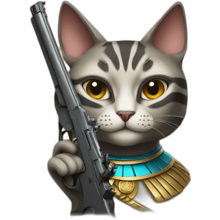 egyptian cat holding gun emoji