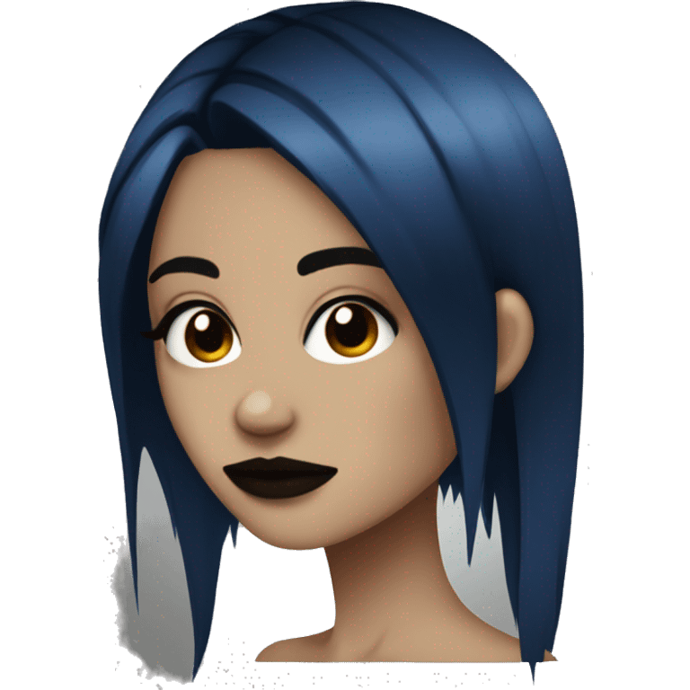 gothic emo girl dark blue hair brown skin  emoji