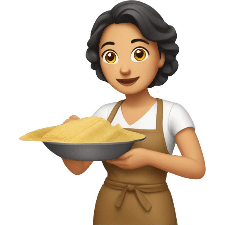 Mexican woman cooking tamales emoji