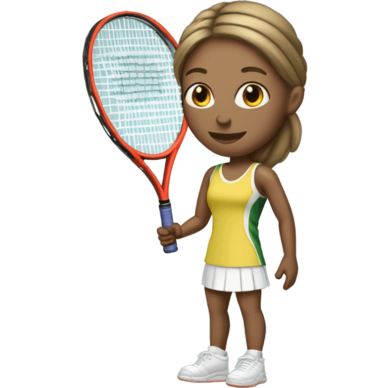 Tall White light skin tennis player female with racquet  emoji