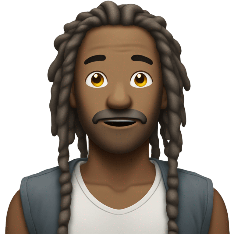 man with dreads showing him breathing air coming out emoji