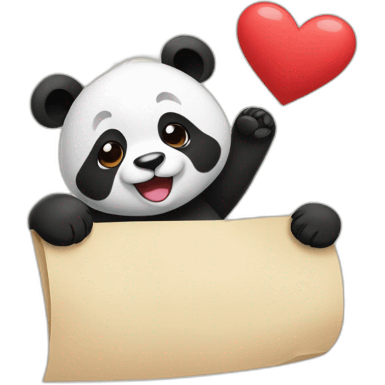 panda receiving a love note emoji