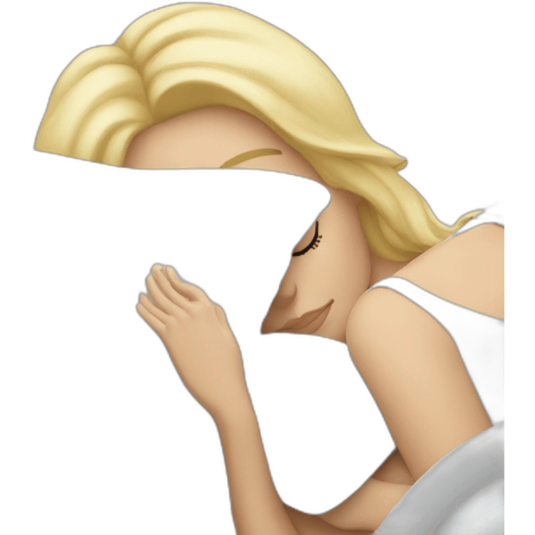 blonde woman sleeping with a pillow emoji