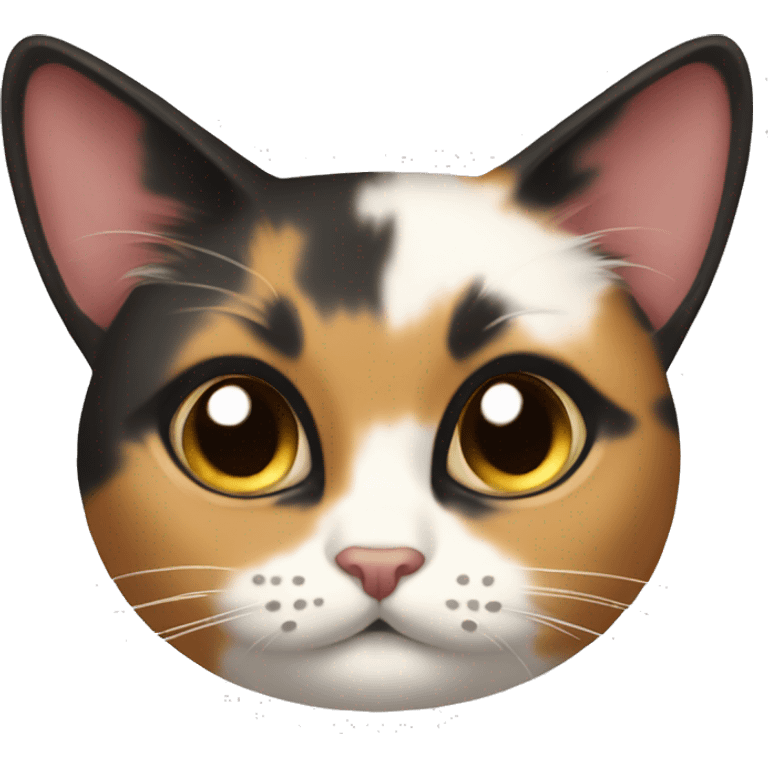 Calico cat with a coquette bow emoji