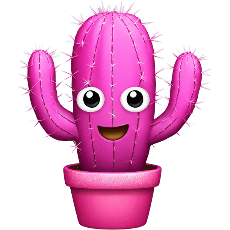 Pink cactus with glitter emoji