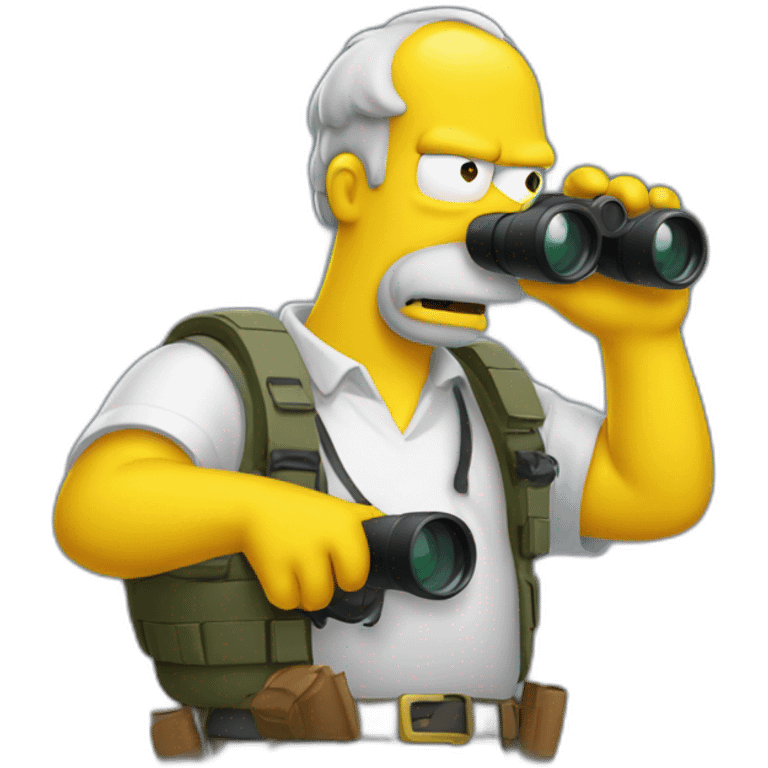 homer troubleshooting with binoculars emoji