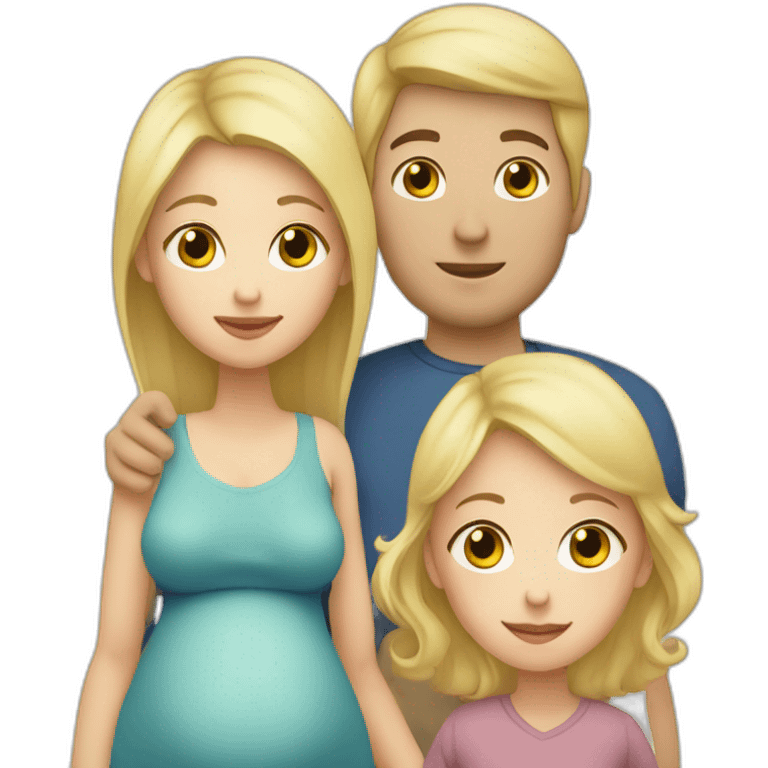 Family;blonde-haired-pregnant-mother, man-with-black-hair, blonde-haired-baby-boy emoji