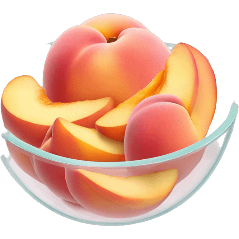 Pink peach slices in a clear bowl  emoji