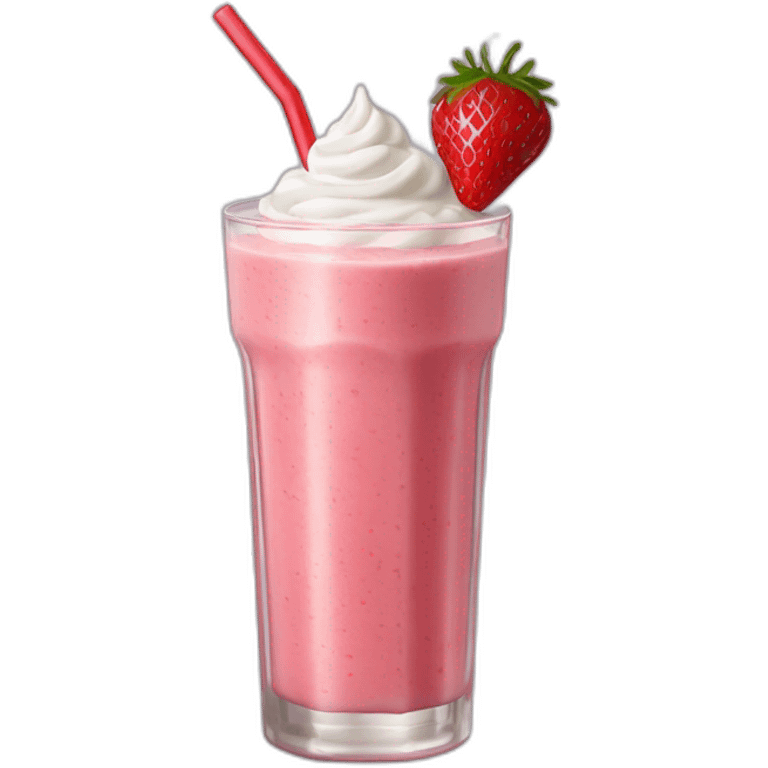 strawberry smoothie, transparent straw, add whip cream  emoji