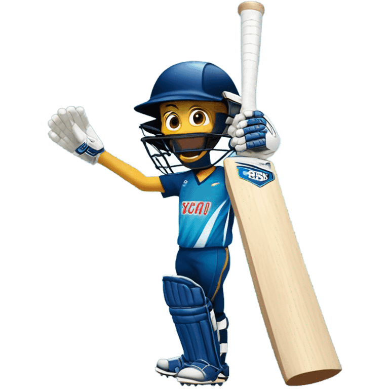 Cricket bat with player emoji