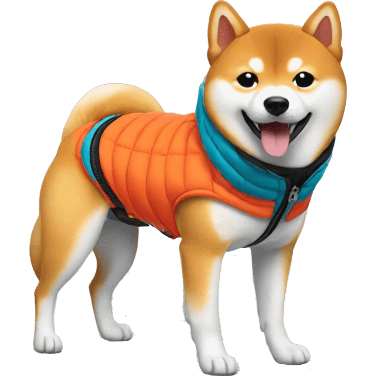 Shiba inu wearing vibrant puffer jacket emoji