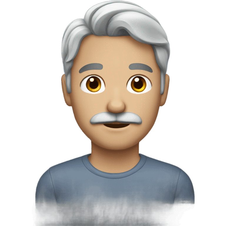 Brunette hair man with gray mustache emoji