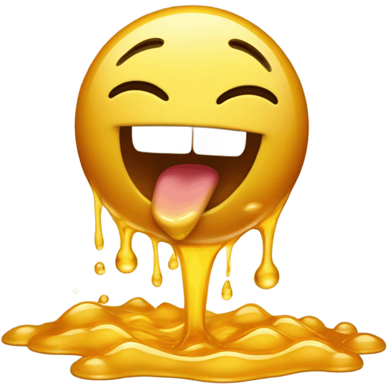 emoji vomiting honey looking really happy because of that, the honey is really long tho splitting into 2 ball-like looking piles, while still looking veiny  emoji