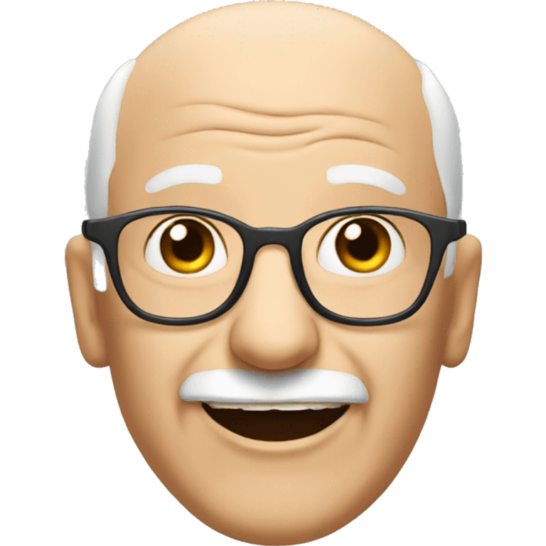 Happy Bald old man with bad eyes, glasses and chin hair emoji