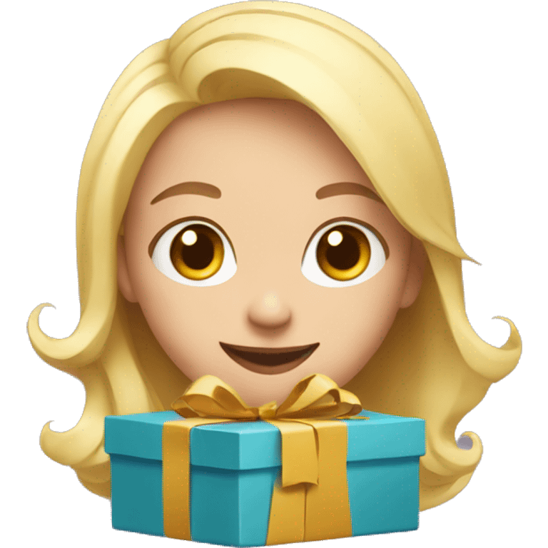 happy blonde girl with a lot of gifts emoji