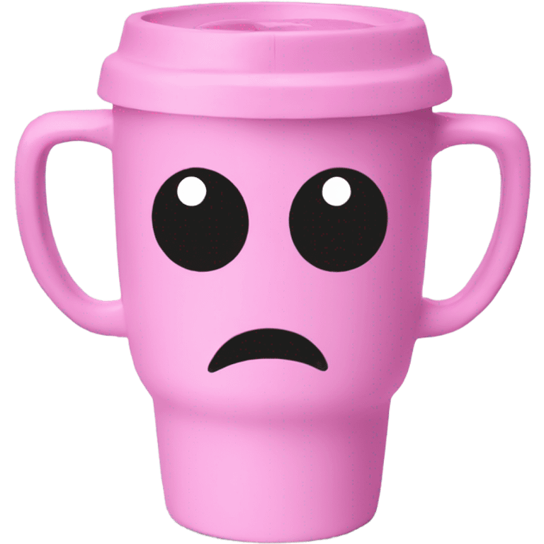 pink travel mug with a handle - no face emoji