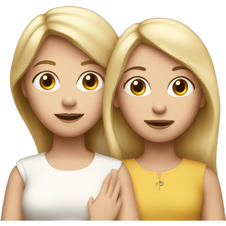 Blonde mother with white skin and her brown-haired adult daughter emoji